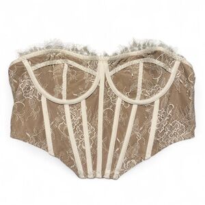 SHEIN Tan Crop Top with Corset Design